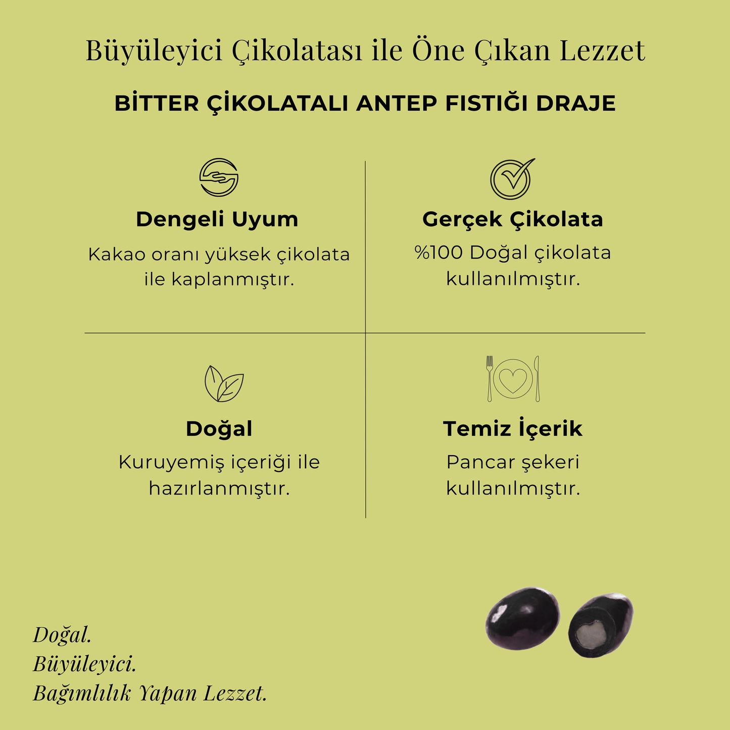 Bitter Çikolatalı Antep Fıstığı Draje 130 gr