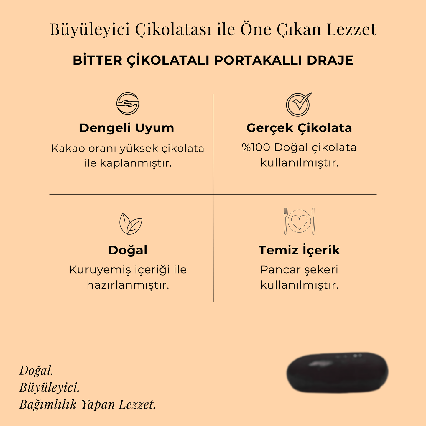 Bitter Çikolatalı Portakallı Draje 130 gr