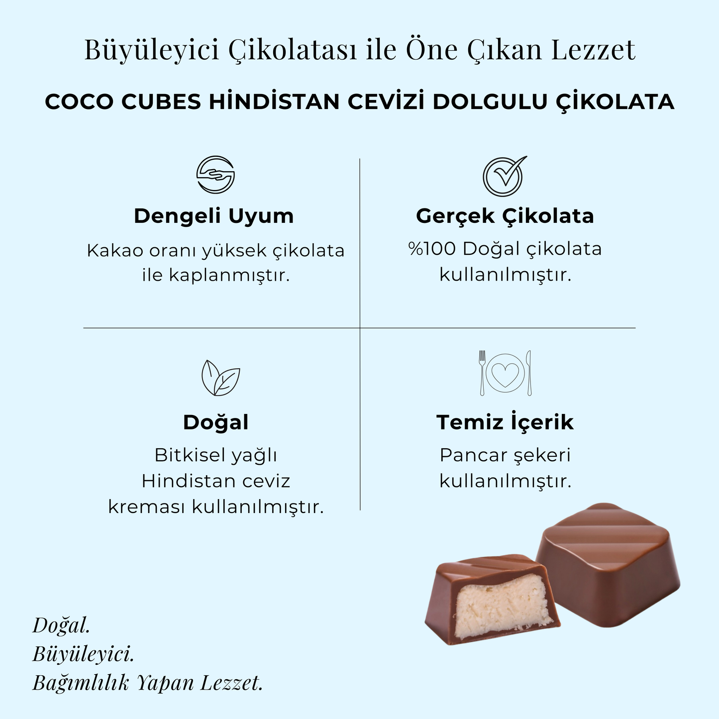 Coco Cubes Hindistan Cevizi Dolgulu Çikolata 90 gr