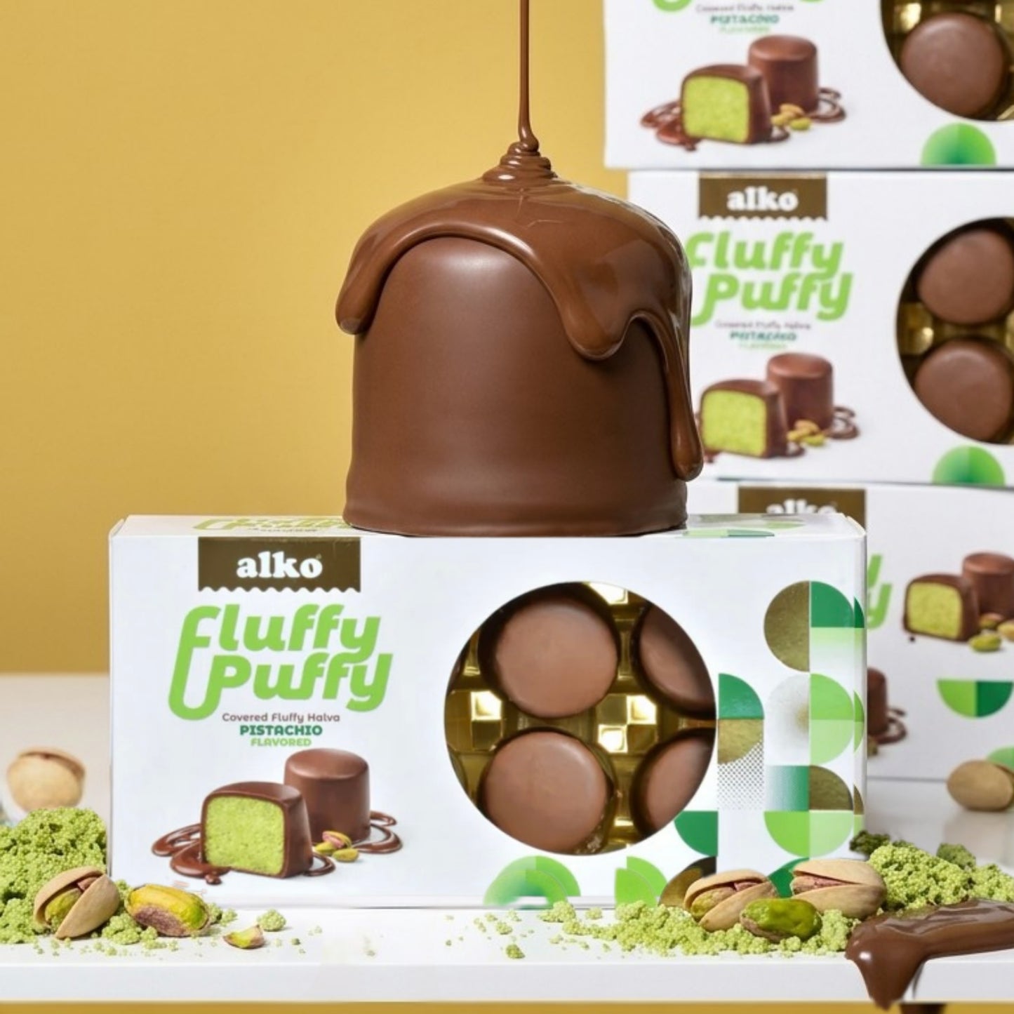 Fluffy Puffy Kaplamalı Pişmaniye Antep Fıstıklı 130 gr
