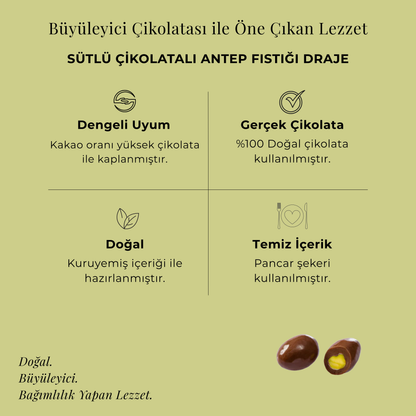 Sütlü Çikolatalı Antep Fıstığı Draje 130 gr