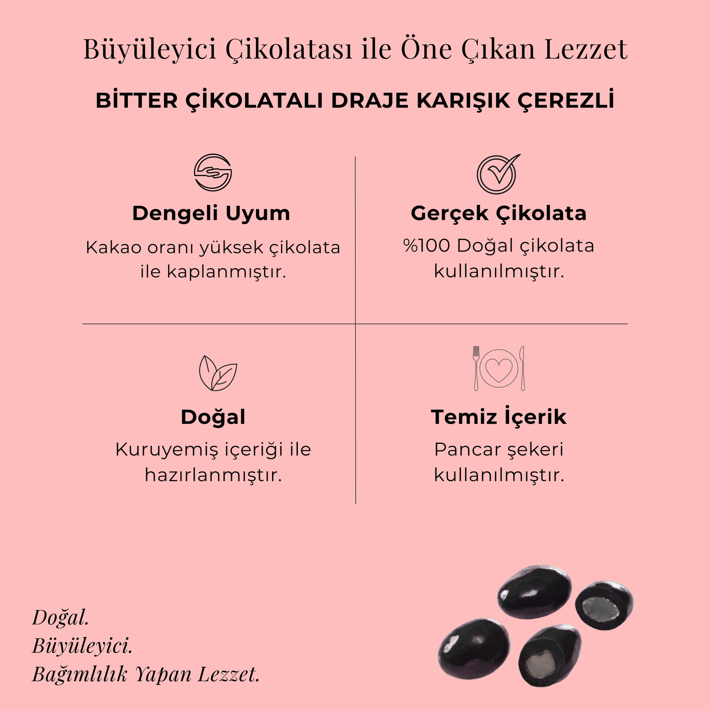 Bitter Çikolatalı Draje Karışık Çerezli 130 gr