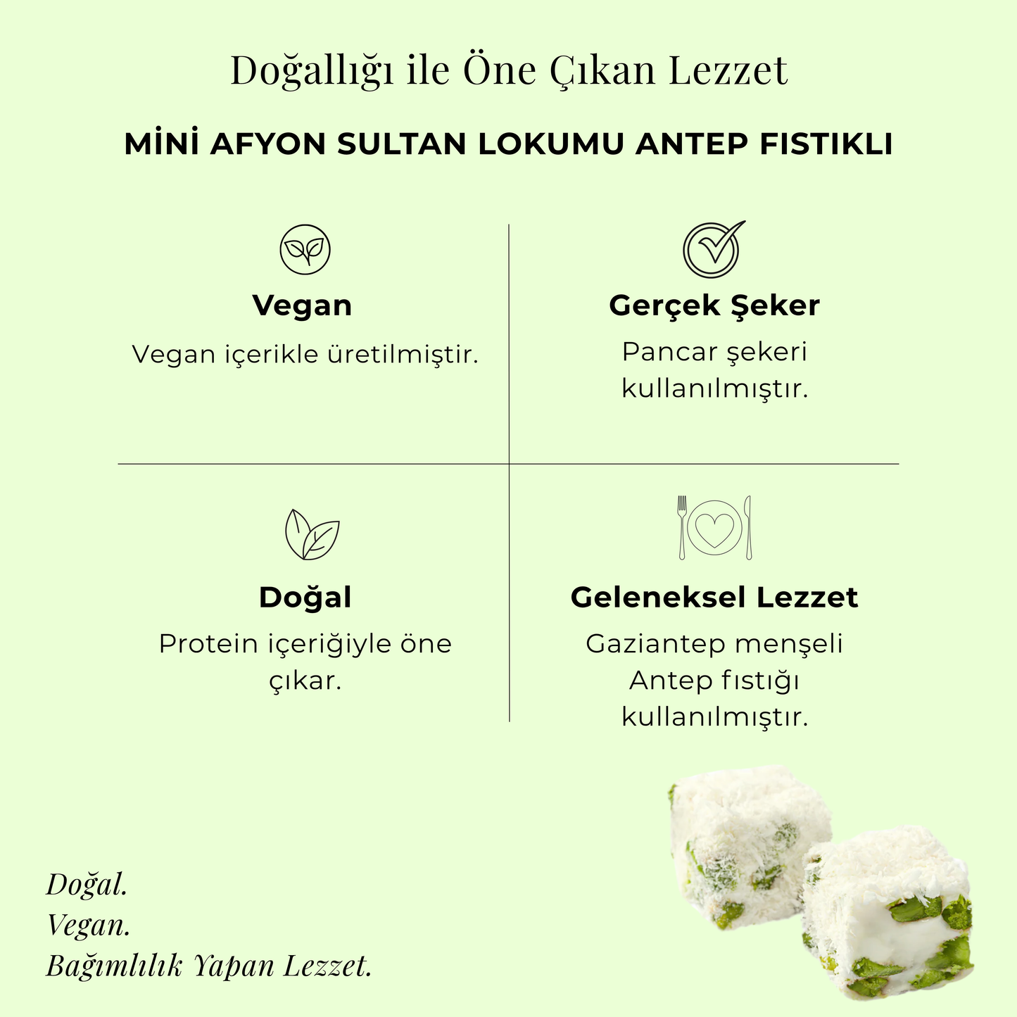 Mini Afyon Sultan Lokumu Antep Fıstıklı 250 gr