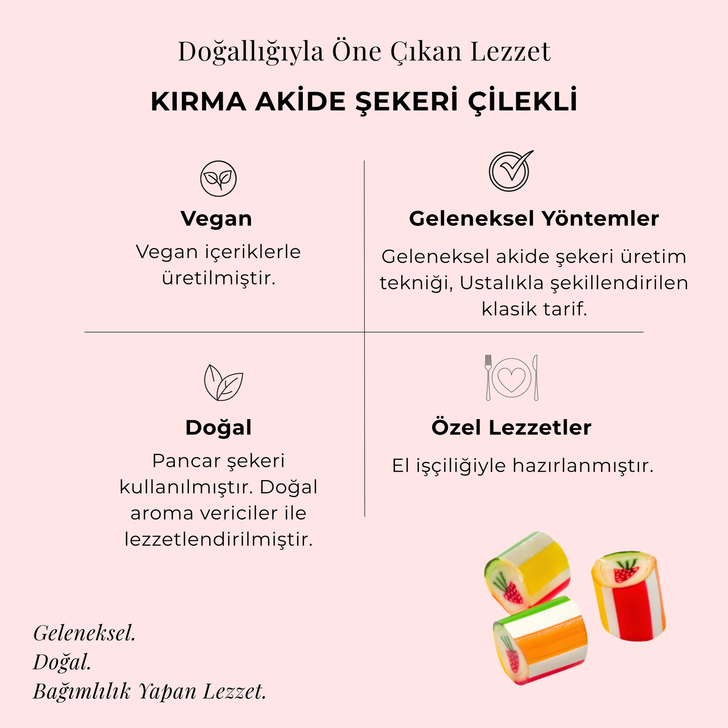 Kırma Akide Şekeri Çilekli 300 gr