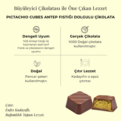 Pictachio Cubes Antep Fıstığı Dolgulu Çikolata 95 gr
