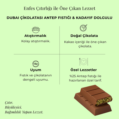 Dubai Çikolatası Antep Fıstığı & Kadayıf Dolgulu 95 gr