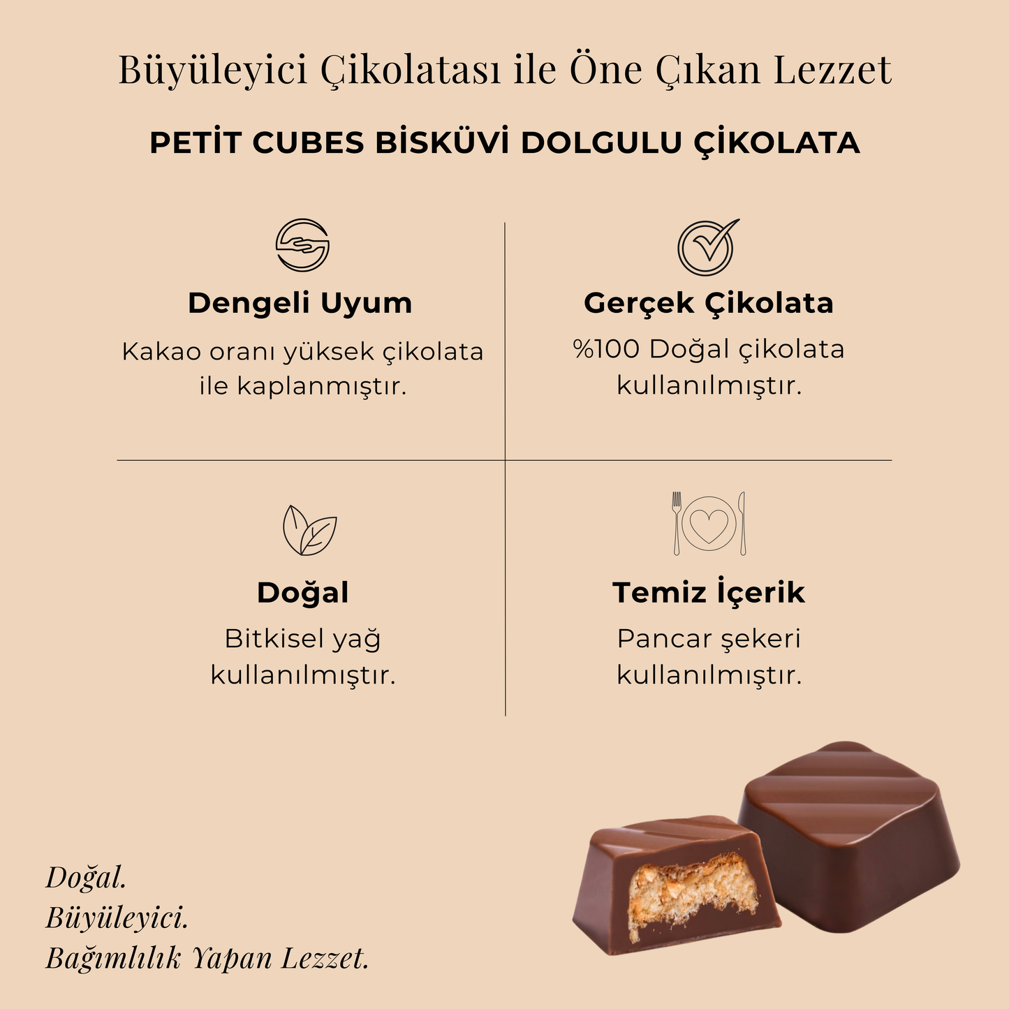 Petit Cubes Bisküvi Dolgulu Çikolata 65 gr