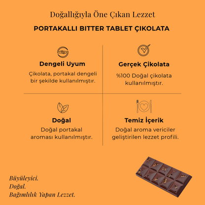 Portakallı Bitter Tablet Çikolata 100 gr