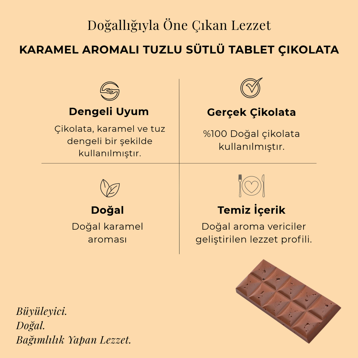Karamel Aromalı Tuzlu Sütlü Tablet Çikolata 100 gr