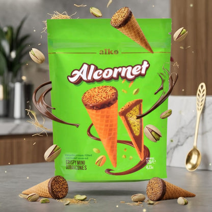 Alcornet Çikolata Dolgulu Mini Kornet 120 gr