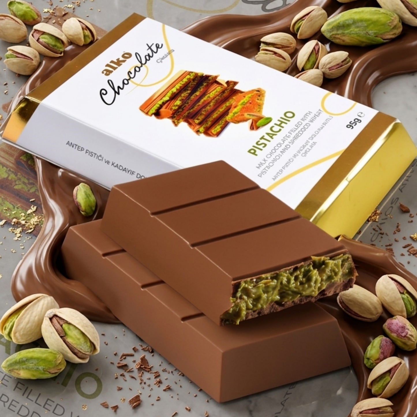 Dubai Çikolatası Antep Fıstığı & Kadayıf Dolgulu 95 gr