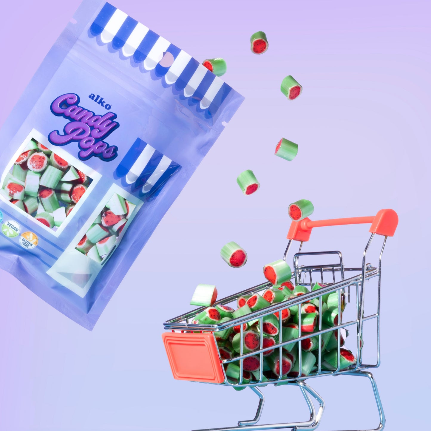 Candy Pops  Kırma Akide Şekeri Karpuzlu 50 gr