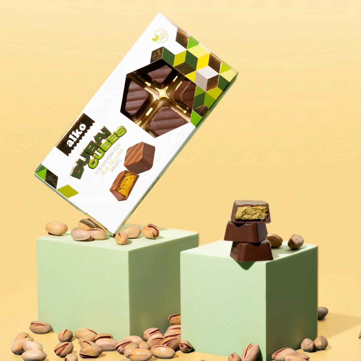 Pictachio Cubes Antep Fıstığı Dolgulu Çikolata 95 gr