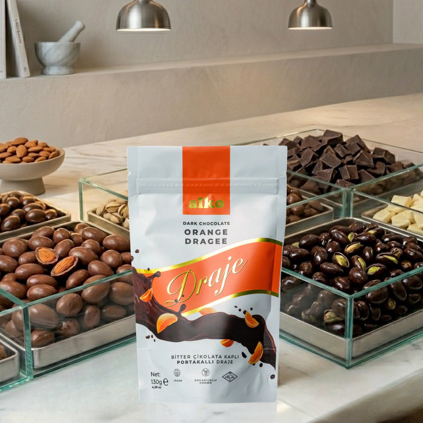 Bitter Çikolatalı Portakallı Draje 130 gr